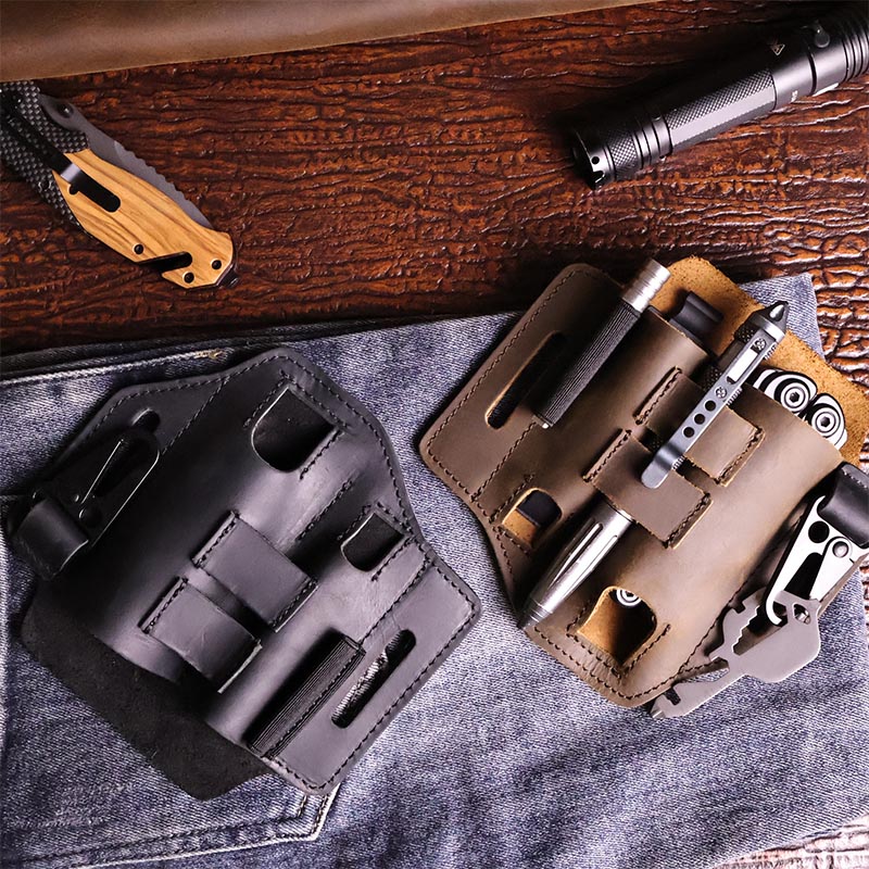 Leatherwork Knife Sheath - Outdoor Work Multitool Holder Sheath Tactical