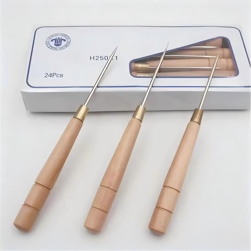 Leatherwork Awl - 3 PCS Wooden Handle Awl Tool