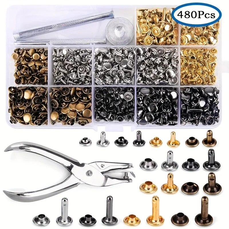 Rivet Setter Tool - Metal Double Cap Rivets Studs Round