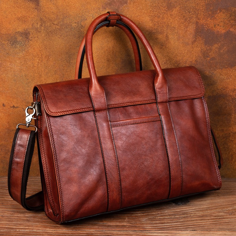 Leather Work Handbag - Vegetable tanned leather handbag men's messenger