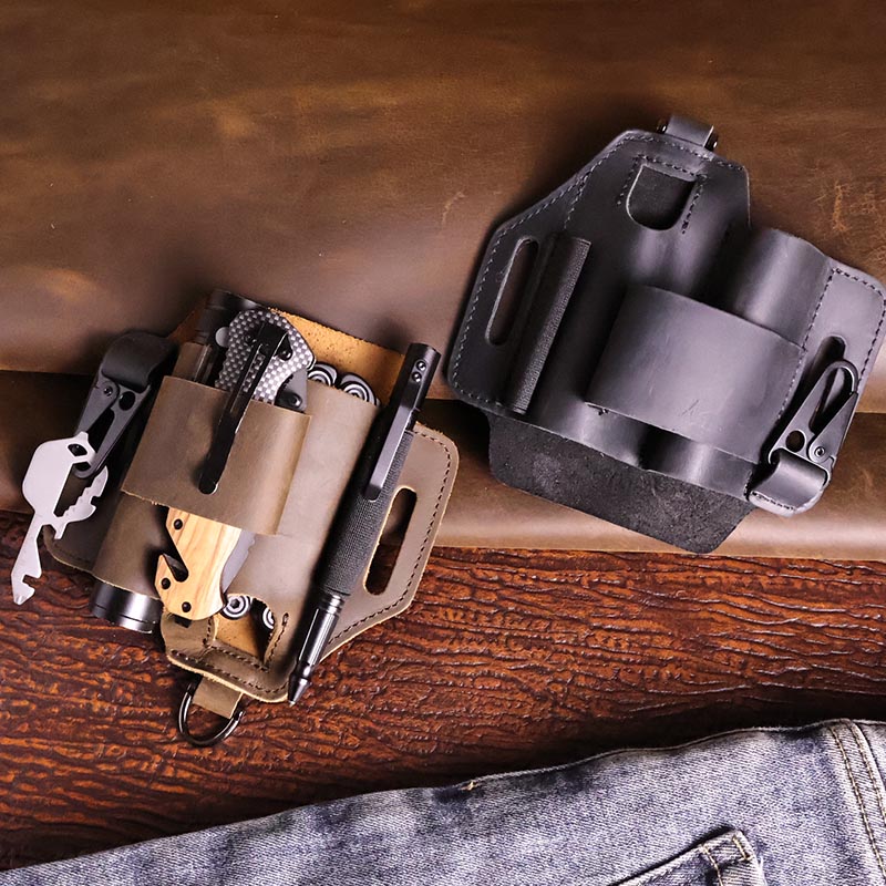 Leatherwork Knife Sheath - Genuine Leather Tactical Fanny Pack, Outdoor