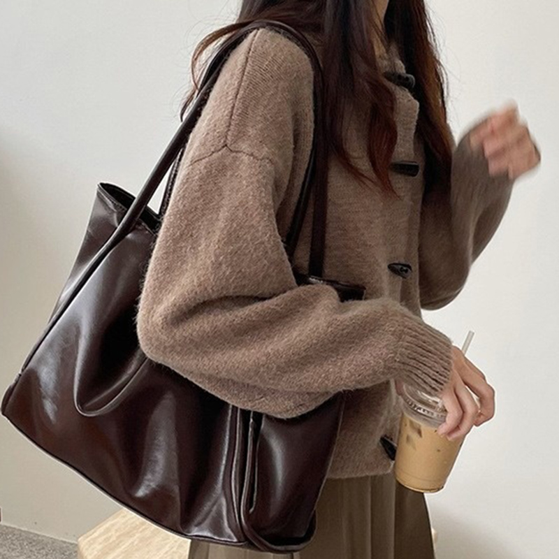 Leather Work Handbag - 2026 Women New Vintage Shoulder Bags