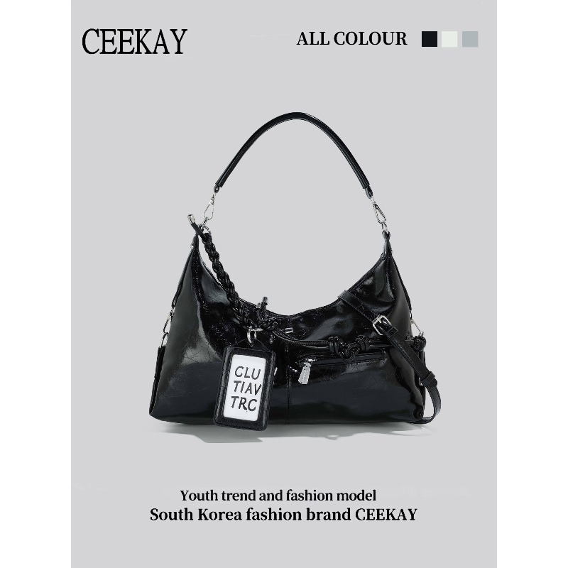 Leather Work Handbag - 2026 CEEKAY Glossy Leather Hobo Bag