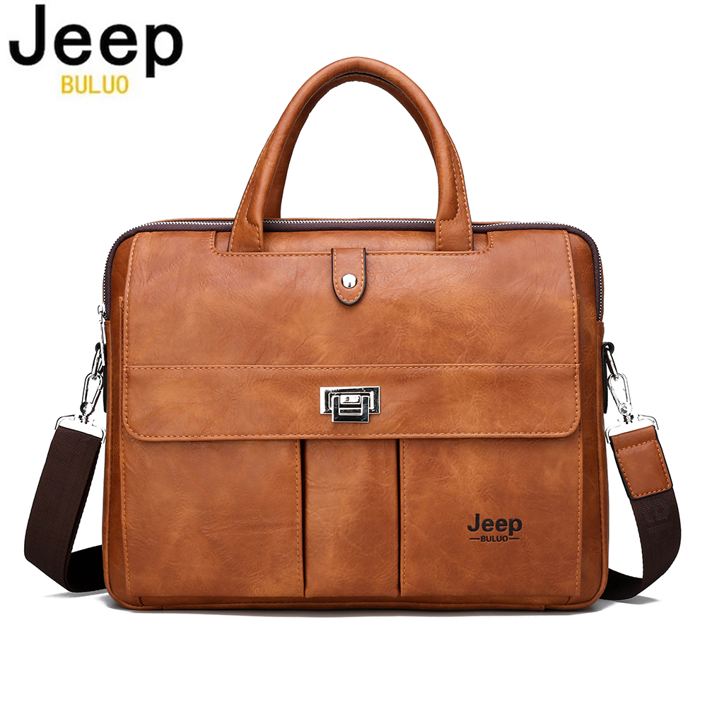 Leather Work Handbag - Jeep Buluo Men's Leather Briefcase 14