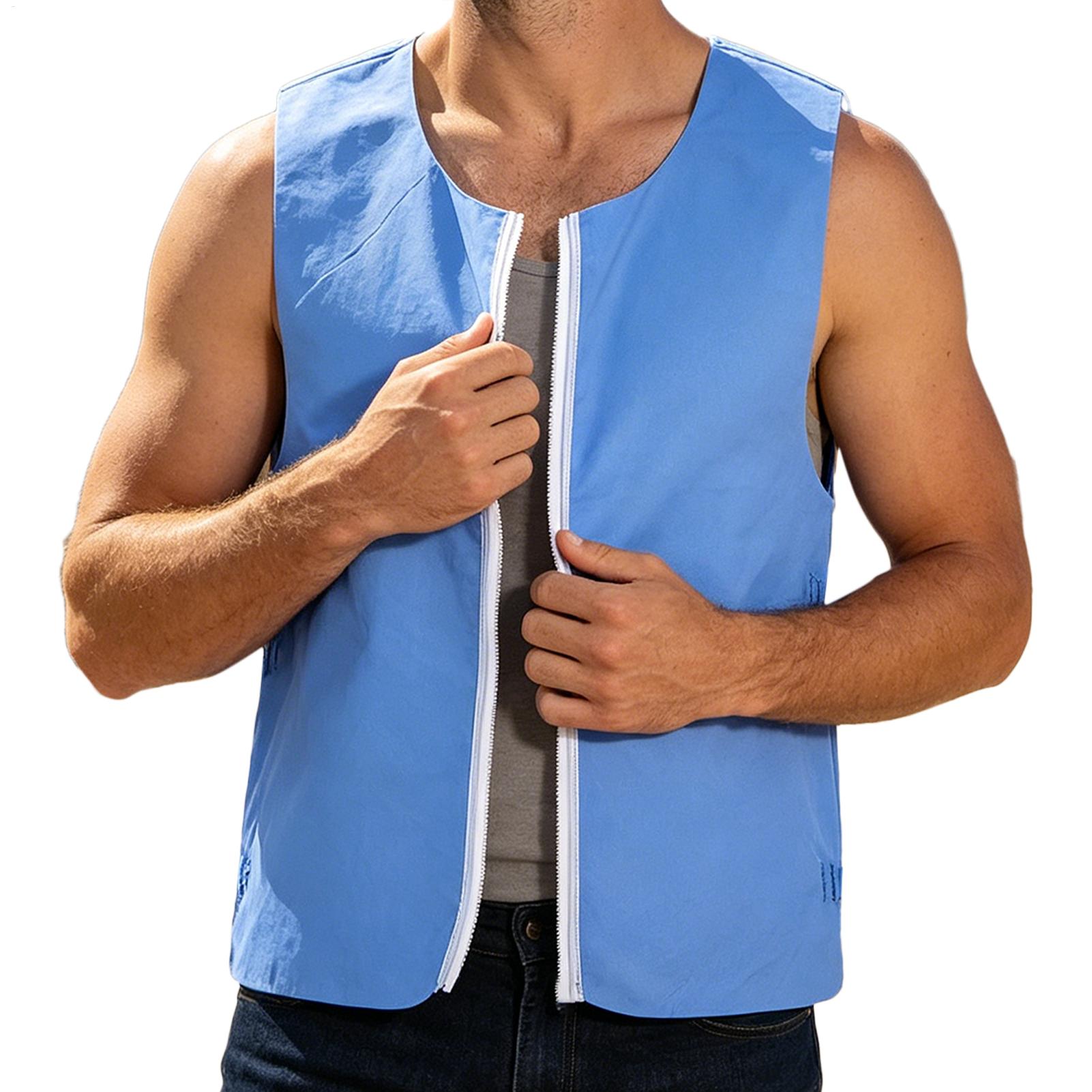 Leather Work Vest For Men - Cooling Vest Reusable Long-Lasting Open Front