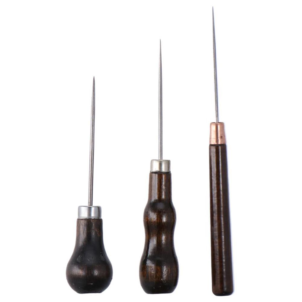 3Pcs Wooden Handle Scratch Awl - Leatherwork Punching Tool 评论和价格