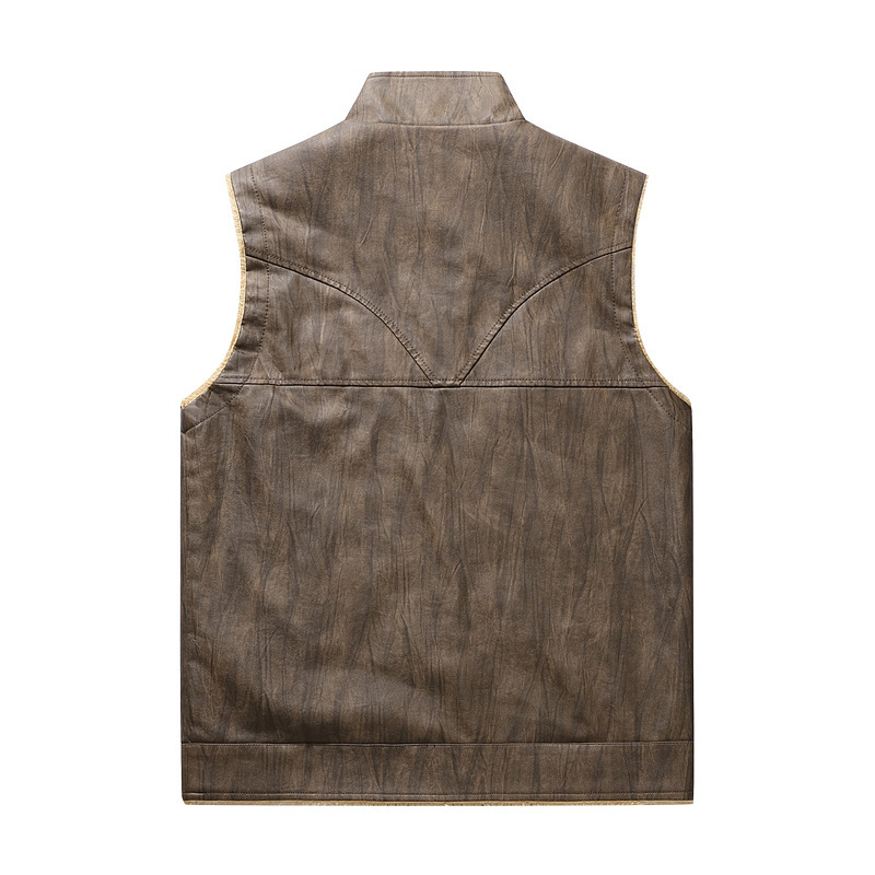 Autumn and Winter New Plush PU - Leather Work Vest For Men 评论和价格