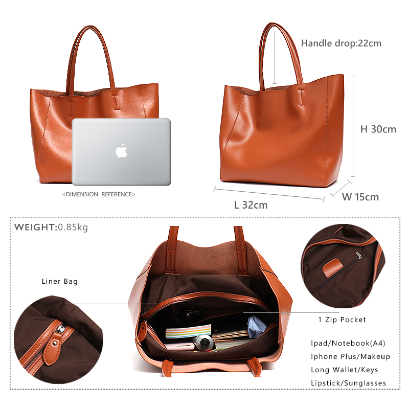 Minimalist Big Tote Bag Women  - Leather Work Handbag 评论和价格