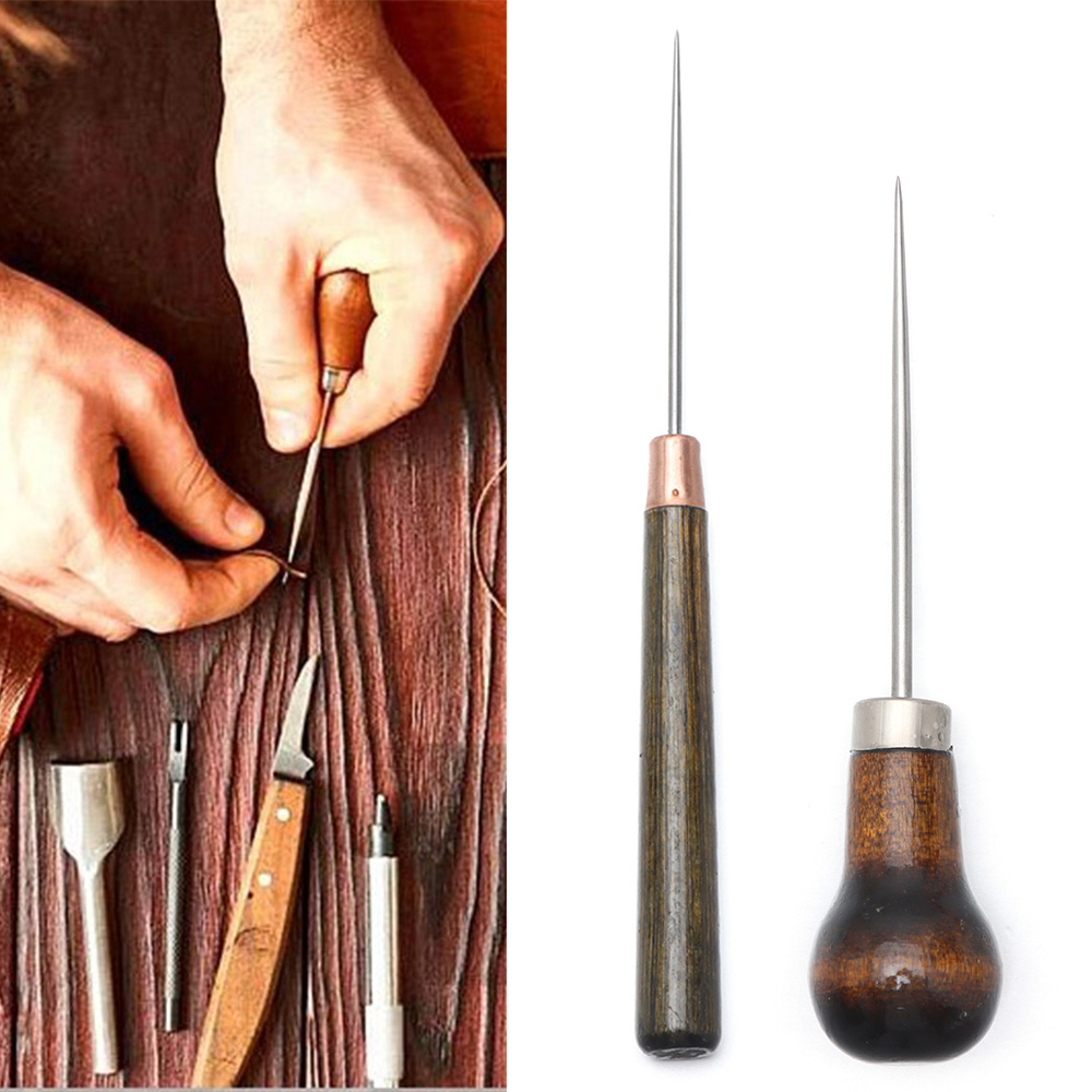 1PC Stitching Awl Wood Handle  - Leatherwork Awl 评论和价格