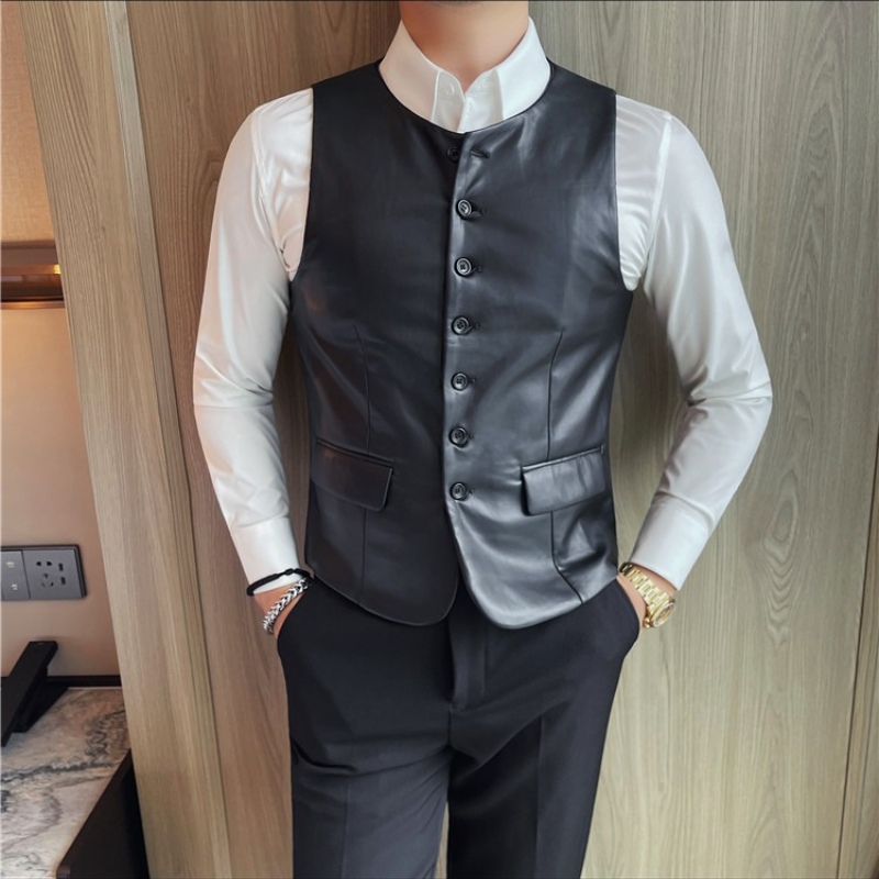 2025 Autumn Men's Casual Leath - Leather Work Vest For Men 评论和价格