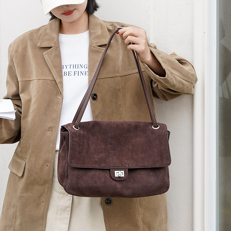 Genuine Suede Leather Underarm - Leather Work Handbag 评论和价格