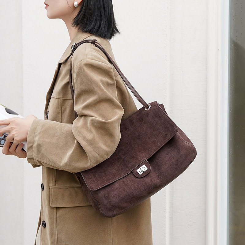 Genuine Suede Leather Underarm - Leather Work Handbag 评论和价格