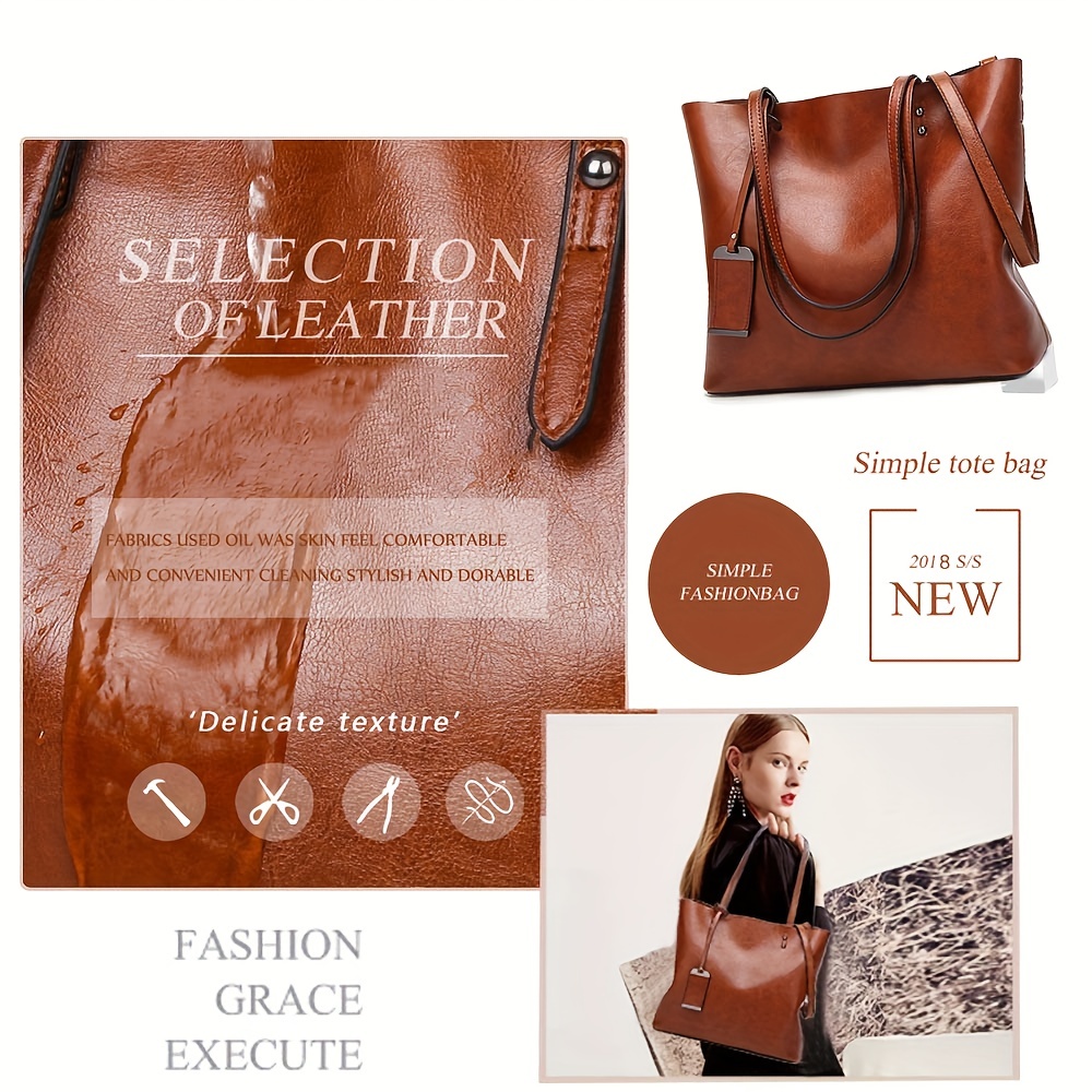 Fashionable Classic Retro Leat - Leather Work Handbag 评论和价格