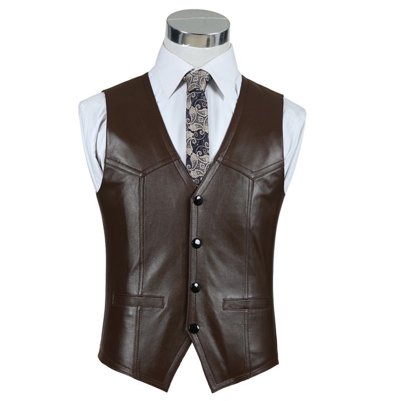Genuine Leather Sheepskin Vest - Leather Work Vest For Men 评论和价格