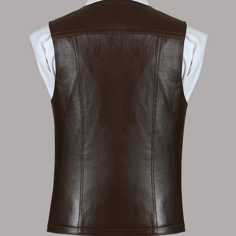 Genuine Leather Sheepskin Vest - Leather Work Vest For Men 评论和价格